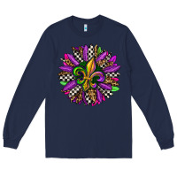 Navy mardi gras sunflower Long Sleeve Tee - OliviaCreatesArt