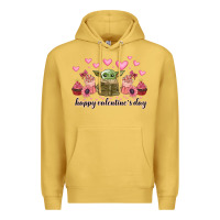 Antique Gold happy valentines day yoda Premium Hoodie - CowhideDigitalArt