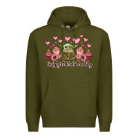 Army Green happy valentines day yoda Premium Hoodie - CowhideDigitalArt