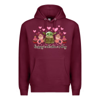 Burgundy happy valentines day yoda Premium Hoodie - CowhideDigitalArt