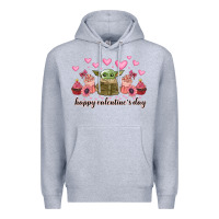 Heather Grey happy valentines day yoda Premium Hoodie - CowhideDigitalArt