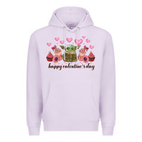 Lilac happy valentines day yoda Premium Hoodie - CowhideDigitalArt