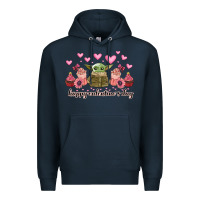 Navy happy valentines day yoda Premium Hoodie - CowhideDigitalArt