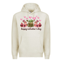Oatmeal Heather happy valentines day yoda Premium Hoodie - CowhideDigitalArt