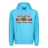 Ocean Blue happy valentines day yoda Premium Hoodie - CowhideDigitalArt