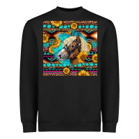 Black Haflinger Horse Aztec Heavyweight Sweatshirt - LillyAllenDesigns