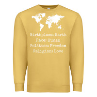 Antique Gold birthplace earth race human politics freedom religion love t shirt Premium Sweatshirt - longCreatives