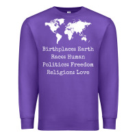 Purple birthplace earth race human politics freedom religion love t shirt Premium Sweatshirt - longCreatives