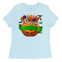 Baby Blue Personalized Boy Halloween Candy Ladies Tee - texasbilliewilder
