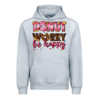 Heather Grey donut worry be happy Urban Hoodie - AdoDesignShop