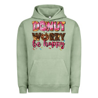 Pigment Oil Green donut worry be happy Urban Hoodie - AdoDesignShop
