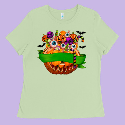 Personalized Boy Halloween Candy Ladies Tee Designed By Texasbilliewilder