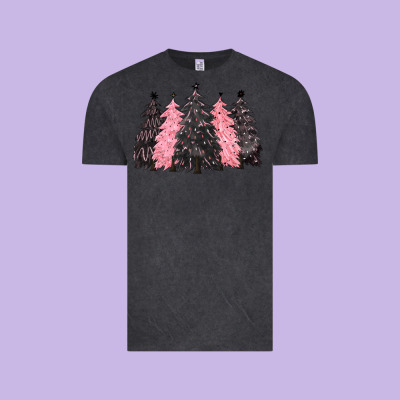 Pink Christmas Trees Vintage Tee Designed By Cowgirlartshop
