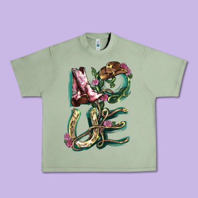 Love Boots Horseshoe Urban Heavy Tee Designed By Howdyjamesfarm