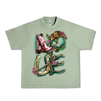 Oil Green Love boots horseshoe Urban Heavy Tee - HowdyJamesFarm
