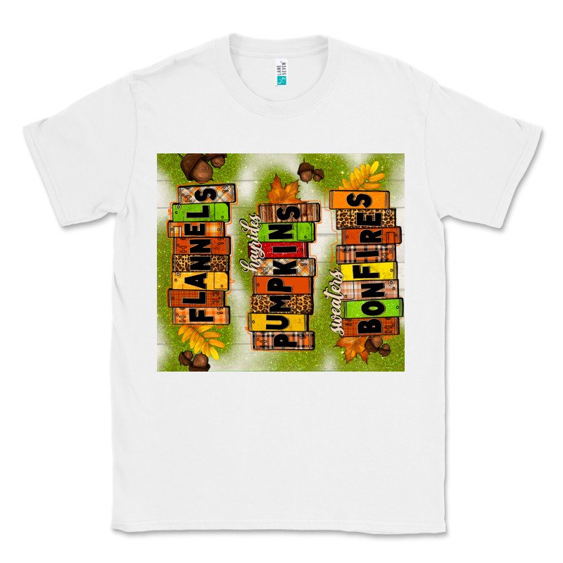 Flannels Hayrides Pumpkins Bonfires Fall Classic Tee by TumblerDesignByShophia | Teevron