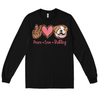 Black Peace Love Bulldog Long Sleeve Tee - Jasminsmagicworld