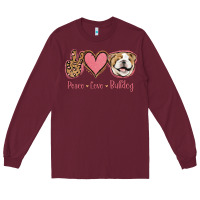 Burgundy Peace Love Bulldog Long Sleeve Tee - Jasminsmagicworld