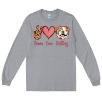 Heather Grey Peace Love Bulldog Long Sleeve Tee - Jasminsmagicworld