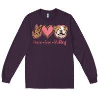 Plum Peace Love Bulldog Long Sleeve Tee - Jasminsmagicworld