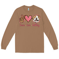 Toasted Coconut Peace Love Bulldog Long Sleeve Tee - Jasminsmagicworld