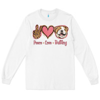 White Peace Love Bulldog Long Sleeve Tee - Jasminsmagicworld