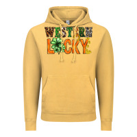 Vintage Mustard Western lucky with clover St. Patricks day Vintage Hoodie - HowdyJamesFarm