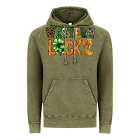 Vintage Olive Western lucky with clover St. Patricks day Vintage Hoodie - HowdyJamesFarm