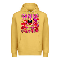 Antique Gold Gaming is My Valentine Premium Hoodie - CowhideDigitalArt
