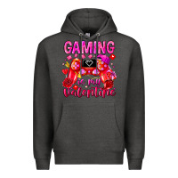 Charcoal Heather Gaming is My Valentine Premium Hoodie - CowhideDigitalArt
