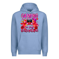 Colony Blue Gaming is My Valentine Premium Hoodie - CowhideDigitalArt