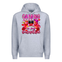 Heather Grey Gaming is My Valentine Premium Hoodie - CowhideDigitalArt