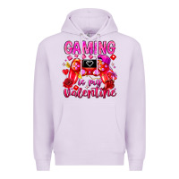 Lilac Gaming is My Valentine Premium Hoodie - CowhideDigitalArt