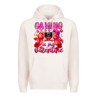 Pale Pink Gaming is My Valentine Premium Hoodie - CowhideDigitalArt