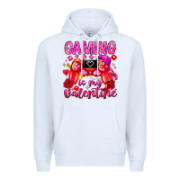 White Gaming is My Valentine Premium Hoodie - CowhideDigitalArt