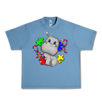 Pebble Blue autism hippopotamus Urban Heavy Tee - CowGirlArtShop