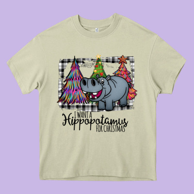 I Want Hippopotamus For Christmas Heavy Core Tee Designed By Bettercallsaul