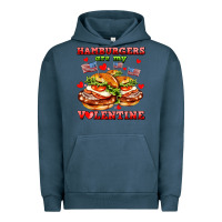 Pigment Midnight Navy hamburger are my valentine Urban Hoodie - AdoDesignShop