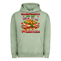 Pigment Oil Green hamburger are my valentine Urban Hoodie - AdoDesignShop