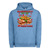 Pigment Pebble Blue hamburger are my valentine Urban Hoodie - AdoDesignShop