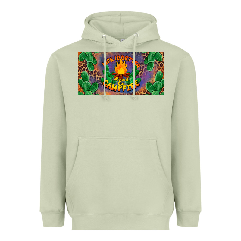 Life Is Better Around The Campfire License Plate Heavyweight Hoodie by BarkalooDesign | Teevron