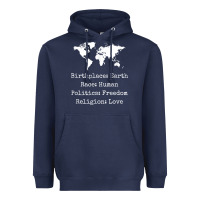 Navy birthplace earth race human politics freedom religion love t shirt Heavyweight Hoodie - longCreatives