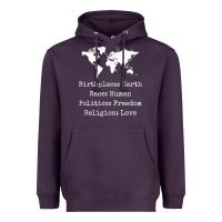 Plum birthplace earth race human politics freedom religion love t shirt Heavyweight Hoodie - longCreatives