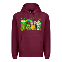 Burgundy st patricks day coffee Premium Hoodie - Jasminsmagicworld