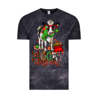 Cloud Black mooey christmas holstein cow Vintage Tee - CowGirlArtShop