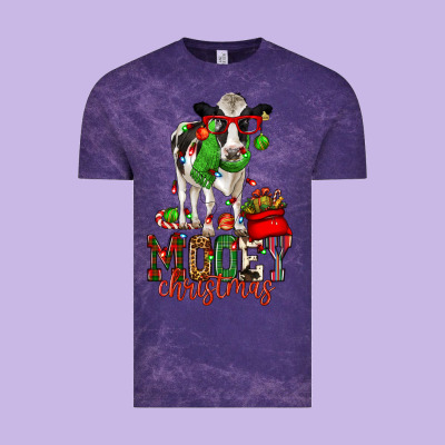 Mooey Christmas Holstein Cow Vintage Tee Designed By Cowgirlartshop