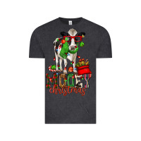 Vintage Black mooey christmas holstein cow Vintage Tee - CowGirlArtShop