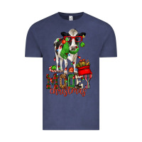 Vintage Denim mooey christmas holstein cow Vintage Tee - CowGirlArtShop