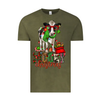 Vintage Olive mooey christmas holstein cow Vintage Tee - CowGirlArtShop