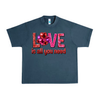 Midnight Navy Love is all you need Valentine's Day Urban Heavy Tee - HowdyJamesFarm